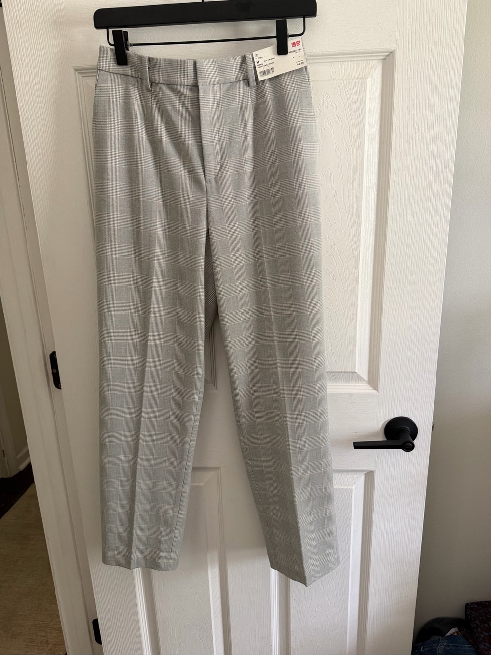 Uniqlo Men's Light Gray Windowpane Dress Pants